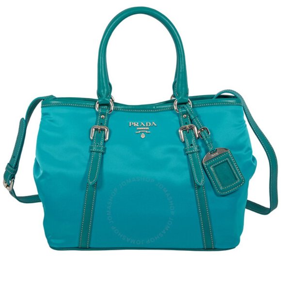Prada Borsa A Mano Handbag Turquoise / Blue Tessuto + Soft CA BN1841 Tote Hobo - Picture 1 of 17